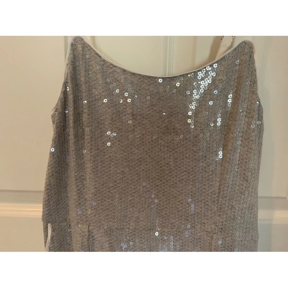 Anthropologie sequin Jumpsuit Women Silver Gray Stretch Coastal Disco Occasion - Picture 5 of 16
